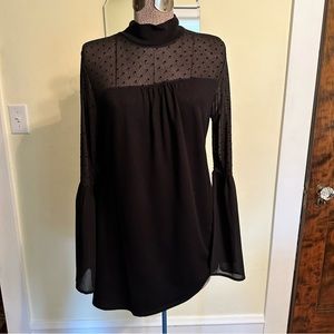 Bell sleeve mock turtleneck dotted sweater